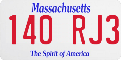 MA license plate 140RJ3