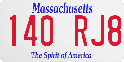 MA license plate 140RJ8