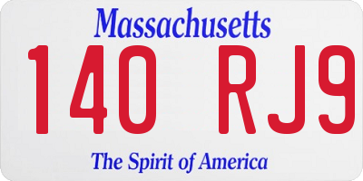 MA license plate 140RJ9