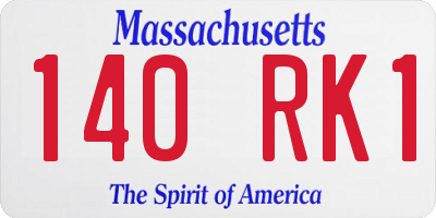 MA license plate 140RK1