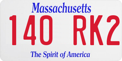 MA license plate 140RK2