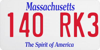 MA license plate 140RK3