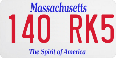 MA license plate 140RK5