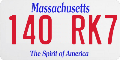 MA license plate 140RK7