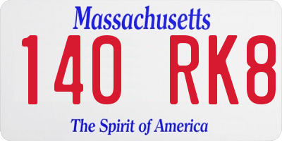 MA license plate 140RK8