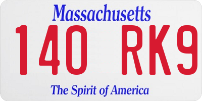 MA license plate 140RK9
