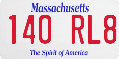 MA license plate 140RL8