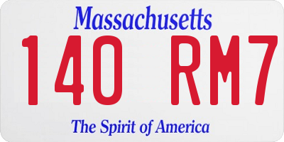 MA license plate 140RM7