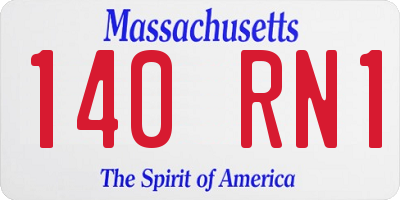 MA license plate 140RN1