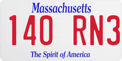 MA license plate 140RN3