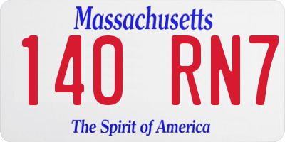 MA license plate 140RN7