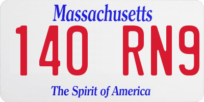 MA license plate 140RN9