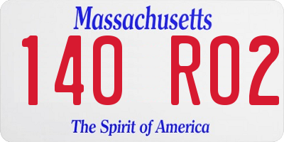 MA license plate 140RO2