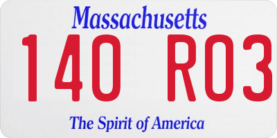 MA license plate 140RO3