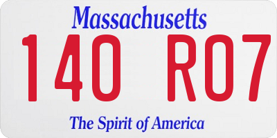 MA license plate 140RO7