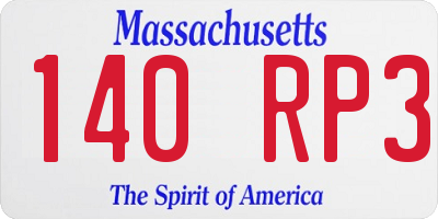 MA license plate 140RP3