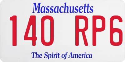MA license plate 140RP6