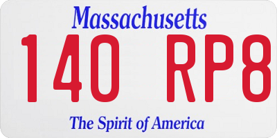 MA license plate 140RP8