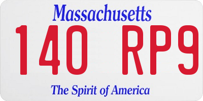 MA license plate 140RP9