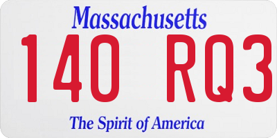 MA license plate 140RQ3