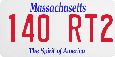 MA license plate 140RT2
