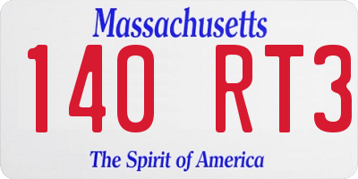 MA license plate 140RT3
