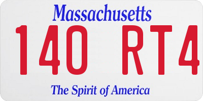 MA license plate 140RT4