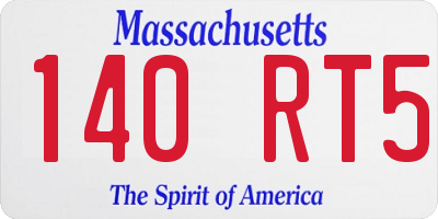 MA license plate 140RT5