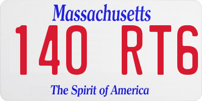 MA license plate 140RT6