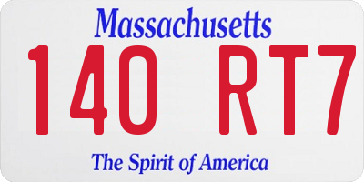 MA license plate 140RT7