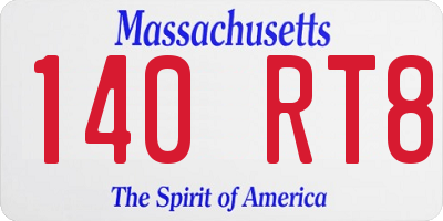 MA license plate 140RT8