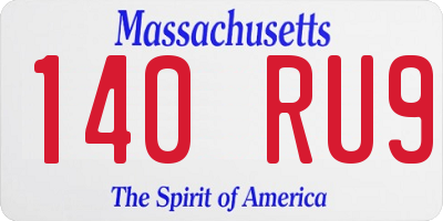MA license plate 140RU9