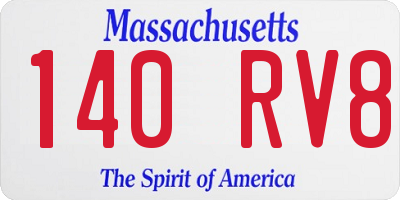 MA license plate 140RV8