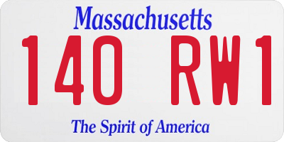 MA license plate 140RW1