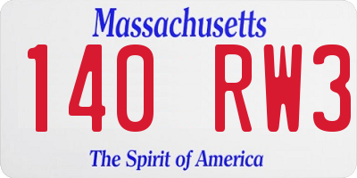 MA license plate 140RW3