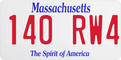 MA license plate 140RW4