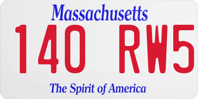 MA license plate 140RW5