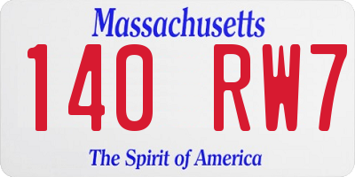 MA license plate 140RW7