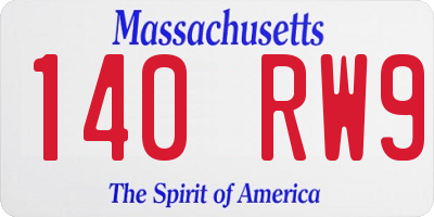 MA license plate 140RW9