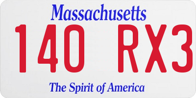 MA license plate 140RX3