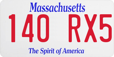 MA license plate 140RX5