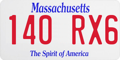 MA license plate 140RX6