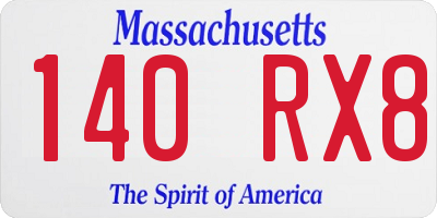 MA license plate 140RX8