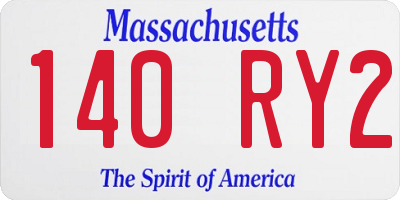 MA license plate 140RY2