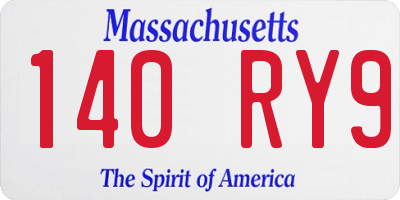 MA license plate 140RY9