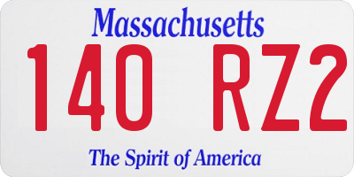 MA license plate 140RZ2