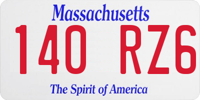 MA license plate 140RZ6