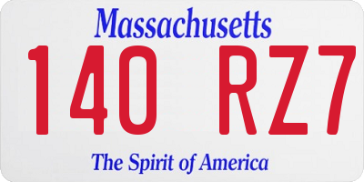 MA license plate 140RZ7