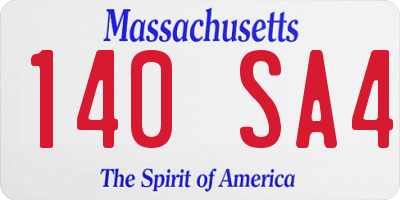 MA license plate 140SA4