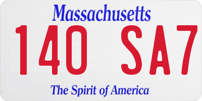 MA license plate 140SA7